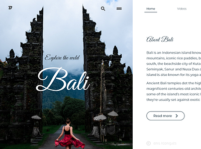 Bali travel guide branding design illustration minimal nature photography travel ui web website website design