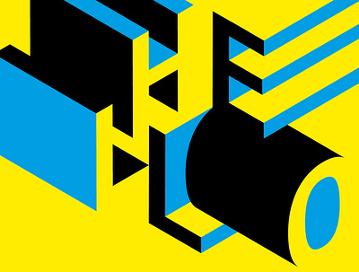 Hello Dribbble blue bright greeting hello letters volume yellow