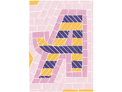 Letter A bright collage hand lettering illustration lettering letters mosaic paper pieces pink stripes