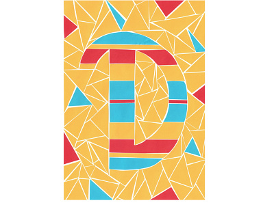 Letter D bright collage hand lettering illustration lettering letters mosaic paper pieces triangle yellow