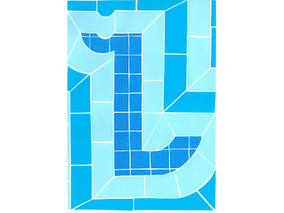 Letter L blue brick bright collage hand lettering illustration lettering letters mosaic paper pieces