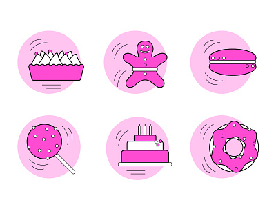 Tasty icons bright cake circle cookie delicious donut flat design food icon illustration macaron pink round sweet tasty