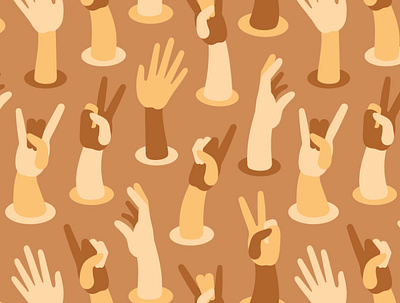 Hand pattern brown crowd gesture hand high five illustration pattern peace rock victory