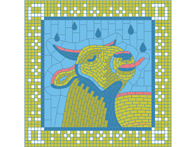 А for April (Calendar 2021) 2021 2021 calendar april bright bull calendar collage drinking drops illustration mosaic ox pieces rain russian spring square tounge
