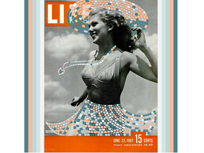 Mosaic girl beach collage collage art cover art cover design cover girl girl hat illustration magazine magazine cover mosaic necklace photocollage pieces skirt smile summer woman woman power