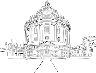 Radcliffe Camera architecture building flat illustration illustrator lineart minimal oxford sketch vector