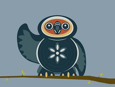 Owl bird flat illustration illustrator lineart minimal owl tree vector