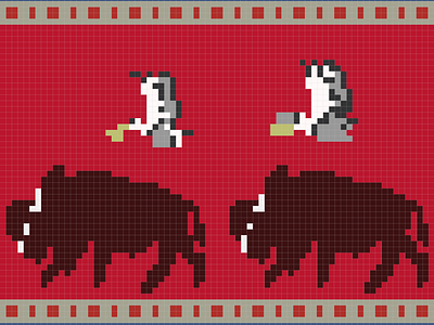 Patchwork Segment 8bit animals bison illustration patchwork pattern pixelart quilt