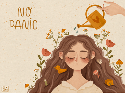 NO PANIC artist bribbble children illustration children illustrator flowers girl illustration illustrator magic sketch