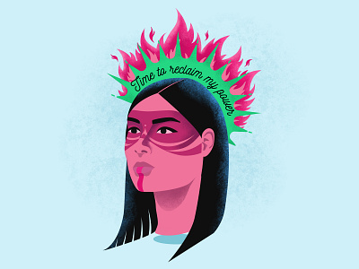 Time to reclaim my power crown fire illustration native american power