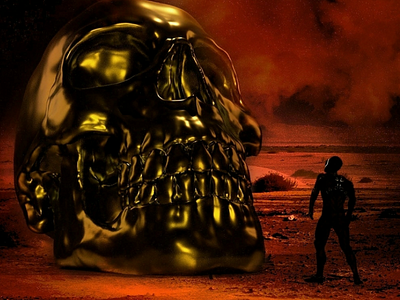 The golden skull 3dmodel 3drender arnoldrender cinema4d conceptart photorealistic photoshop skull skullart surereal