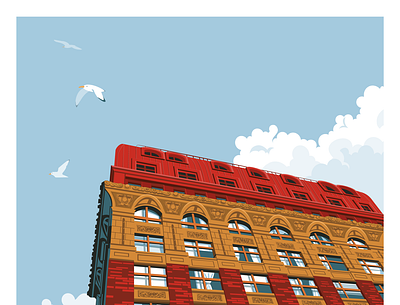 Looking Up blue sky british columbia building illustration design dominion building freelance freelance illustrator graphic artist graphic design illustration illustrator seaguls vancouver vector