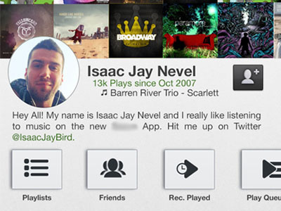 Profile Page album app cover flow icons ios music page profile redesign ui ux