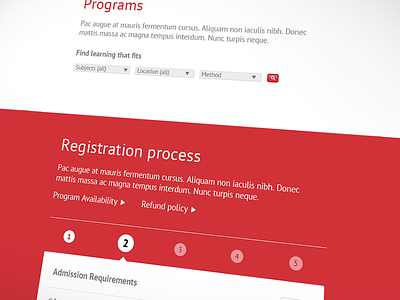 Registration process dropdown process tabs ui user interface