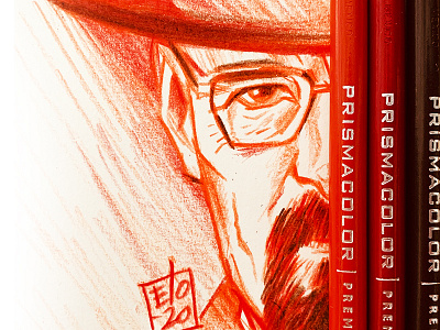 Color pencil sketch of Bryan Cranston from Breaking bad