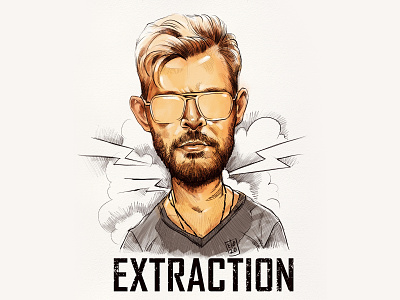 Caricature of Chris Hemsworth from the movie Extraction chris hemsworth elo elodrawz extraction hollywood illustration wacom cintiq