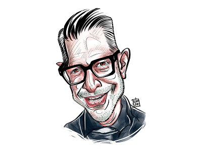 Caricature of Jeff Goldblum hollywood illustration ipadpro ipadproart ipadprocreate jeff goldblum jurassicpark procreate