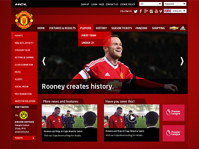 Manchester United Utd website redesign