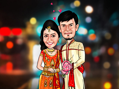 Wedding couple Caricature elo elocaricatures indian couple caricature save the date card wedding caricatures