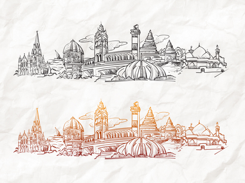 Chennai Landmarks - Sketch by Elo on Dribbble