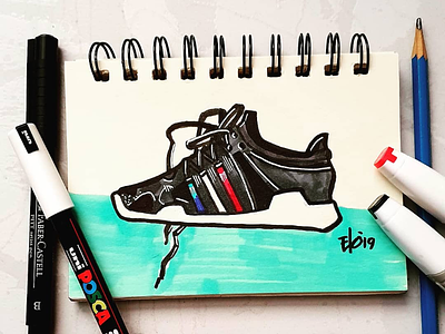 Warming Up with markers! adidas adidasequipment dailysketch loveforshoes markers markersketch posca