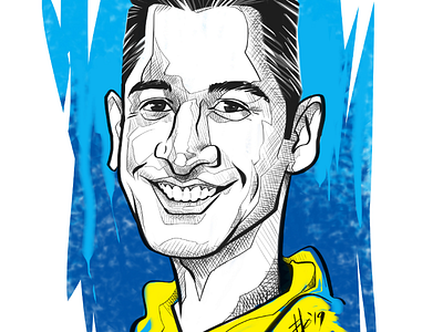 Caricature of an Indian cricketer Mahindra singh Dhoni (MSD)