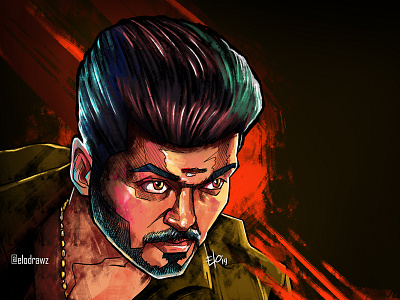 Bigil Fan made illustration! bigil bigilmovie bigilvijay cintiq digital painting elo elocaricatures illustration wacom