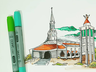 Pen and marker sketch of a shrine in chennai, india chennai elo elocaricatures illustration marker sketch shrine sketch