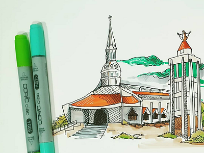 Pen and marker sketch of a shrine in chennai, india chennai elo elocaricatures illustration marker sketch shrine sketch