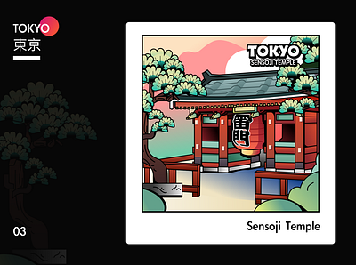 Sensoji Temple design icon illustration japan sensoji temple tokyo travel ui