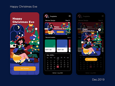 Happy Christmas Eve bear design girl happy holidays illustration sketch tree