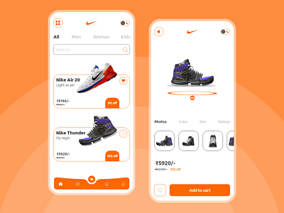 Nike Shoe Application UI app design application design ecommerce minimal modern nike ui ux