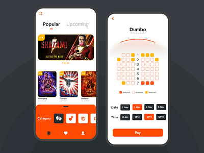 Movie Booking Application UI app design application cinema colors design modern movie movie app ui ux