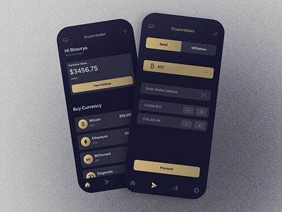 Crypto Wallet UI 🔥 app app design app designer application bitcoin colors crypto cryptocurrency design modern payment ui wallet
