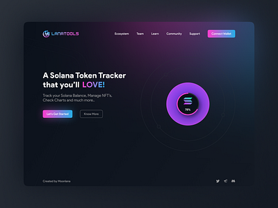 Solana Tracker Web Design crypto currency dashboard gradient modern nft nft collectible solana ui web design