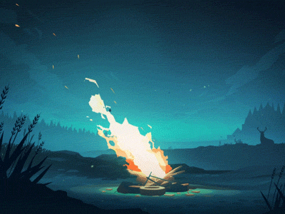 Late night fire 2d enviroment fire forest game illustration level nature particle