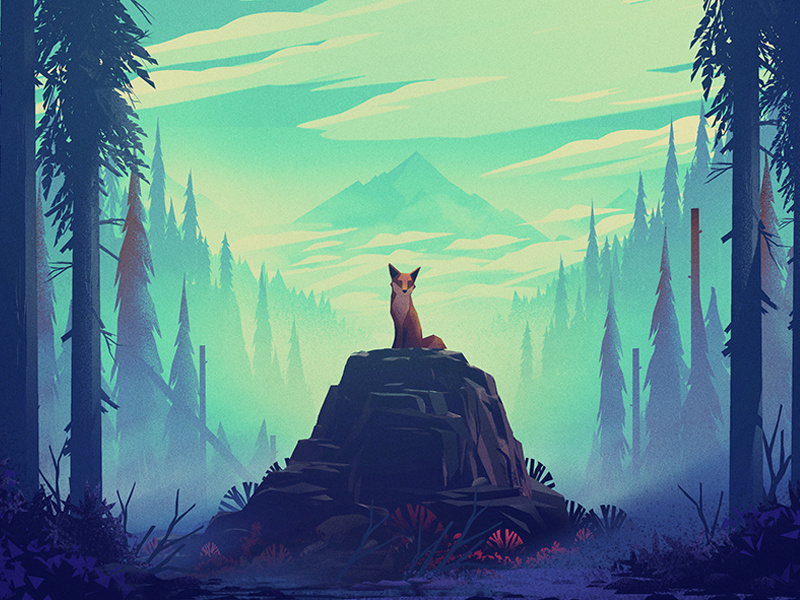 the fox in the forest card game art