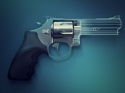 Kuns Gill blue blueprint chrome gangsta gun leather magnum metallic photoshop revolver rubber weapon