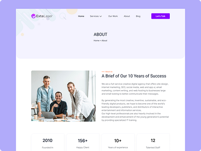ExtaLaser - Digital Agency About page