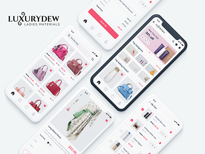 LuxuryDew - Ladies Materials Ecommerce App UI app design app ui ecommerce app design ecommerce app ui figma ui ui ux