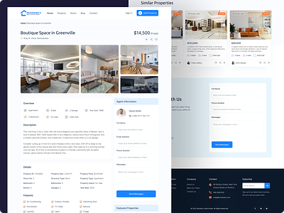 Real Estate Single Property Page agent homepage landing page property list real estate single property trendy design ui ux user interface