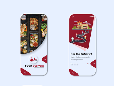 onboarding 1 2 animation app design food app graphicdesign onboarding ui online store typography ui ux