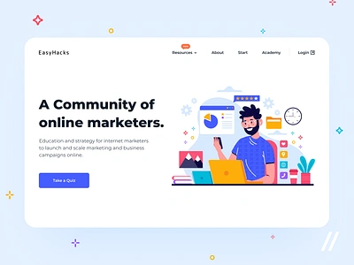 Web-Based Entrepreneurs Landing Page app community custom design illustraion landing mvp purrweb quiz react native startup ui ux website