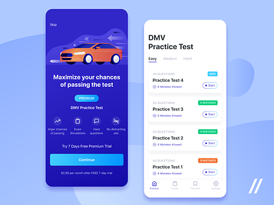 Driver Exam App UI/UX