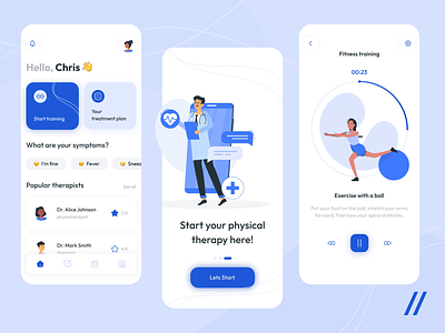 Physiotherapy App android app animation app app screen design interface ios app mobile mobile app mobile app design mobile app screens mobile apps mobile ui mobileapp mobileui physiotherapy app ui ui design uiux ux ux ui design