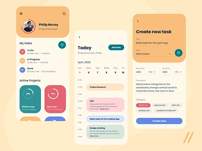 Task Planner App app calendar concept design management manager mobile planner purrweb react native task task management task manager to do ui ux