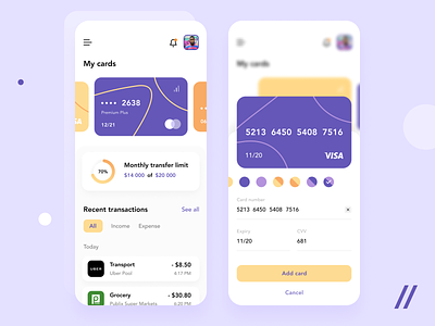 Banking App Design app bank banking card credit design finance mobile mvp online payment purrweb react native startup transaction ui ux wallet