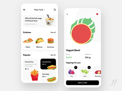 Food Delivery App Design animation app cuisine delivery design food illustraion meal mobile mvp online order purrweb react native startup ui ux