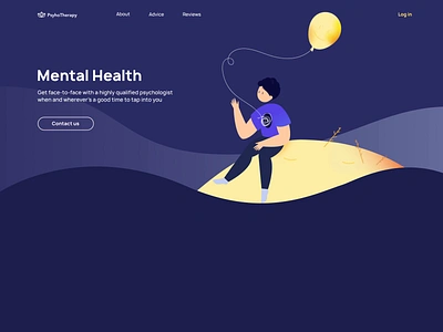 Mental Health App Home Page Design aftereffects app custom design doctors illustration marketplace mentalhealth mobile mvp online patient purrweb react native startup ui unique ux web website