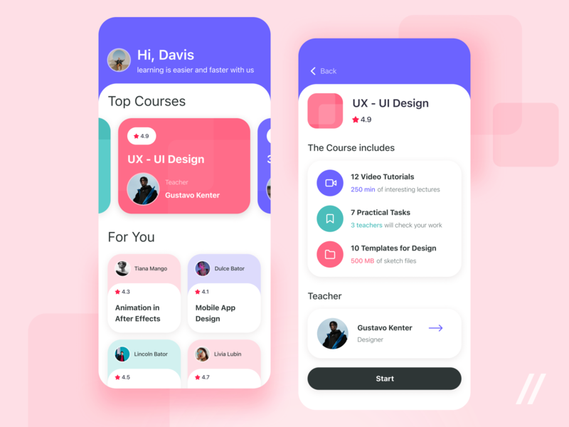 Online Courses App Design app courses design education learning platform mobile mvp online purrweb react native startup students teacher ui ux